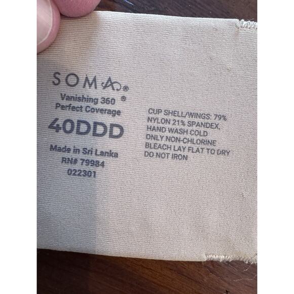 Soma Vanishing 360 Perfect Coverage Bra Size 40DDD Warm Amber NWT - Picture 10 of 15
